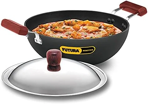 Hawkins Hard Anodised Deep Fry Pan (Kadhai) Flat Bottom With SS Lid Induction Compatible IAD375S - Available at AfnoBazar Nepal