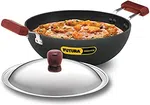 Hawkins Hard Anodised Deep Fry Pan (Kadhai) Flat Bottom With SS Lid Induction Compatible IAD375S - Available at AfnoBazar Nepal