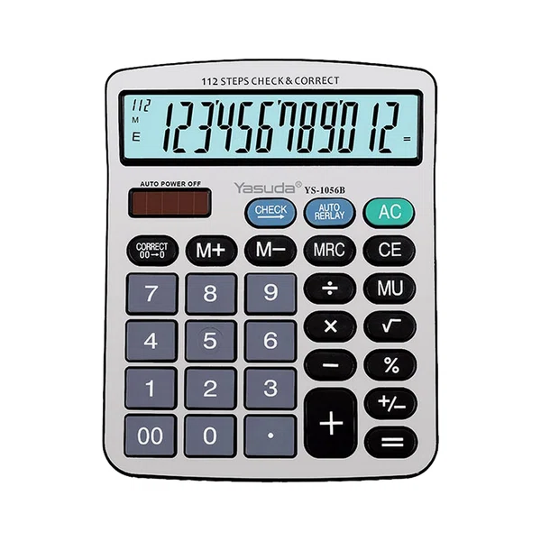 Yasuda 12 Digits Calculator YS-1056B - Yasuda Extra Large Localized Number Display Auto Power Off Function Digital Calculator