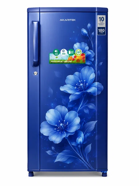 Akaritek AKGS180BF 180 Litre Single Door Blue Floral - Available at AfnoBazar Nepal