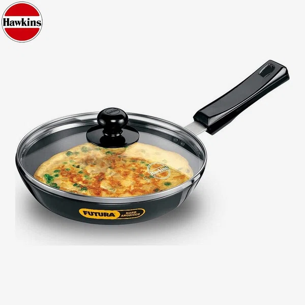 Hawkins AF22G Hard Anodised Frying Pan With Glass Lid - Available at AfnoBazar Nepal