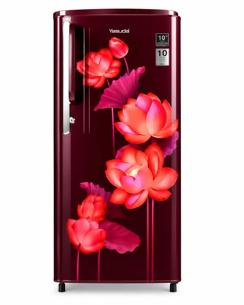 Yasuda Refrigerator YSDS180RLF 180ltr single door red flower