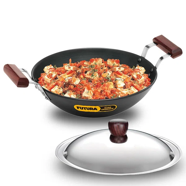 Hawkins Hard Anodised Deep Fry Pan (Kadhai) Flat Bottom With SS Lid Induction Compatible IAD25S - Available at AfnoBazar Nepal