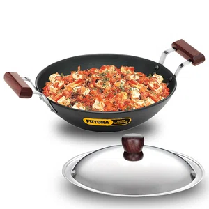 Hawkins Hard Anodised Deep Fry Pan (Kadhai) Flat Bottom With SS Lid Induction Compatible IAD25S - Available at AfnoBazar Nepal