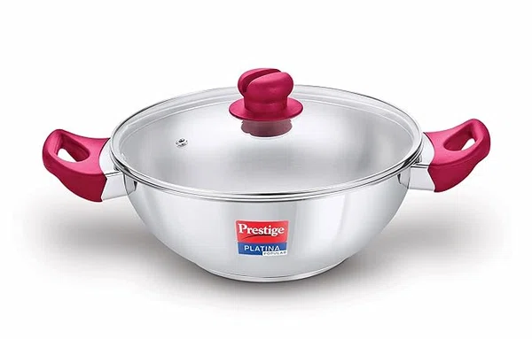 Prestige 36888 28 CM Stainless Steel Kadai Induction Base with Glass Lid - Available at AfnoBazar Nepal