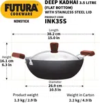 Hawkins 3.5 Litre Futura Non Stick Kadai with SS Lid INK35S - Available at AfnoBazar Nepal