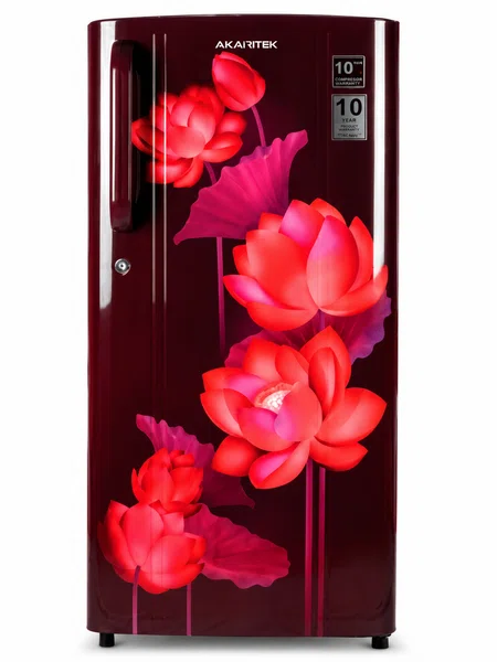 Akaritek AKDS200RF 200 Litre Single Door Red Floral Refrigerator - Available at AfnoBazar Nepal