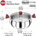 Hawkins 5 Litre Stainless Steel Induction Compatible Handi with Lid SSH50G - Available at AfnoBazar Nepal