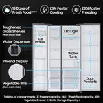 Samsung 633 ltrs Frost Free, Convertible 5-IN-1 Digital Inverter, Side By Side Refrigerator Water & Ice Dispenser RS78C8543SLIM - Available at AfnoBazar Nepal