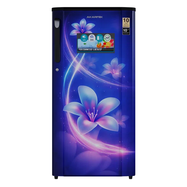 Akaritek 200 Litre Single Door Maroon Floral Refrigerator AK-RS200ME - Available at AfnoBazar Nepal