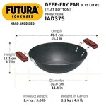 Hawkins Hard Anodised Deep Fry Pan (Kadhai) Flat Bottom With SS Lid Induction Compatible IAD375S - Available at AfnoBazar Nepal