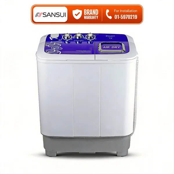 Sansui 7 kg Semi Automatic Top Load Washing Machine - SS-SAK70 - White + Blue - Available at AfnoBazar Nepal