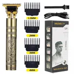Vintage T9 Professional Hair Clipper & Beard Trimmer for Men – Golden Dragon Design with 4 Guide Combs and USB Charging Cable. - Available at AfnoBazar Nepal