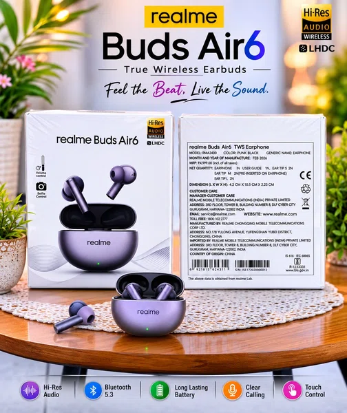 Realme Buds Air 6 True Wireless Earbuds - Available at AfnoBazar Nepal
