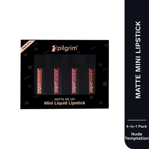 Pilgrim Matte Me Up! Mini Liquid Lipstick 4-in-1 Pack - Nude Temptation