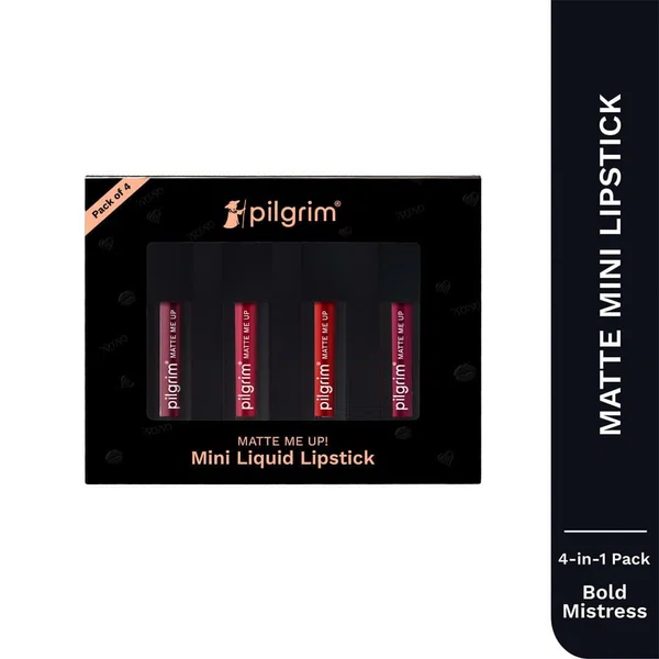 Pilgrim Matte Me Up! Mini Liquid Lipstick 4-in-1 Pack - Bold Mistress