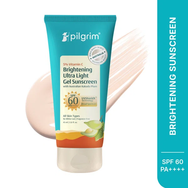 Pilgrim 5% Vitamin C Brightening Ultra Light Gel Sunscreen SPF 60 PA++++ - 45 ml