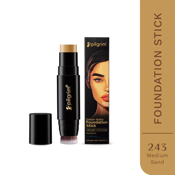 Pilgrim Dream Matte Foundation Stick with Built-in Brush - Medium Sand (10 g)