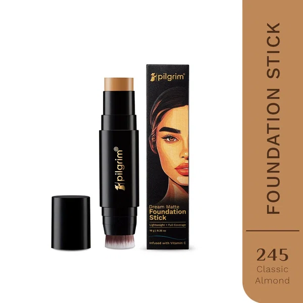 Pilgrim Dream Matte Foundation Stick with Built-in Brush - Classic Almond (10 g)