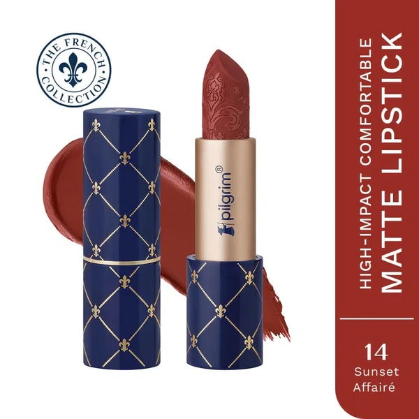 Pilgrim The French Collection Matte Bullet Lipstick - Sunset Affairé (4 g) - Available at AfnoBazar Nepal