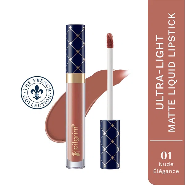 Pilgrim The French Collection Ultra-Light Matte Liquid Lipstick - Nude Élégance (3.5 ml) - Available at AfnoBazar Nepal