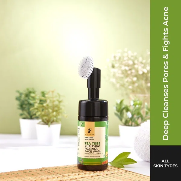 Pilgrim Tea Tree Purifying Foaming Face Wash with 1% Salicylic Acid & CICA - 120 ml - Available at AfnoBazar Nepal