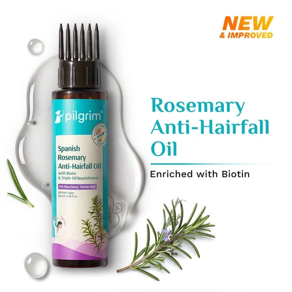 Pilgrim Spanish Rosemary Anti-Hairfall Oil with Biotin - 100 ml - Available at AfnoBazar Nepal