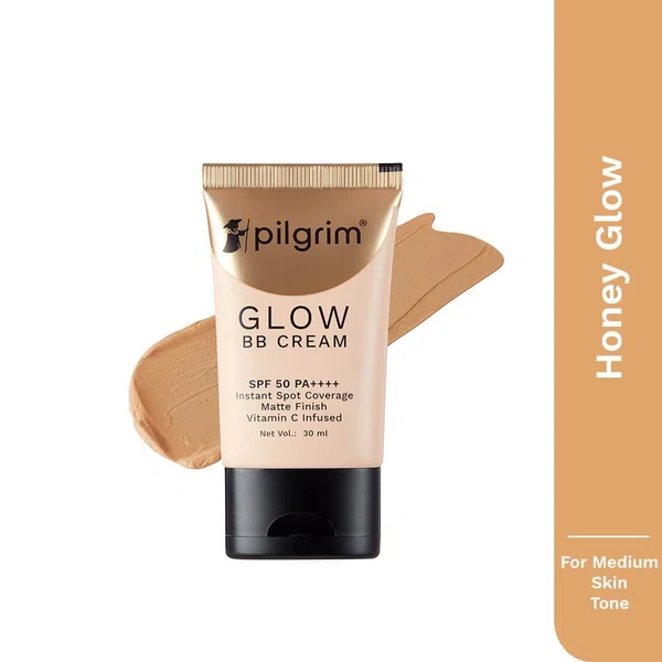 Pilgrim Glow BB Cream with SPF 50 & Kakadu Plum Vitamin C - Honey Glow (30 ml) - Available at AfnoBazar Nepal