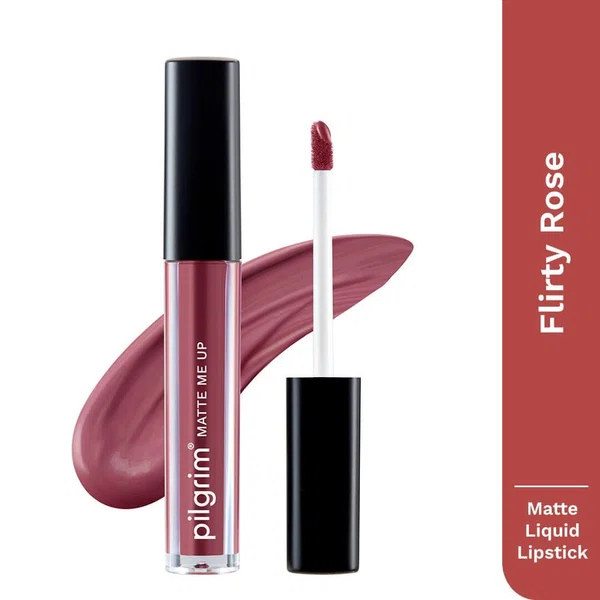 Pilgrim Matte Me Up! Liquid Lipstick - Flirty Rose (3 ml) - Available at AfnoBazar Nepal