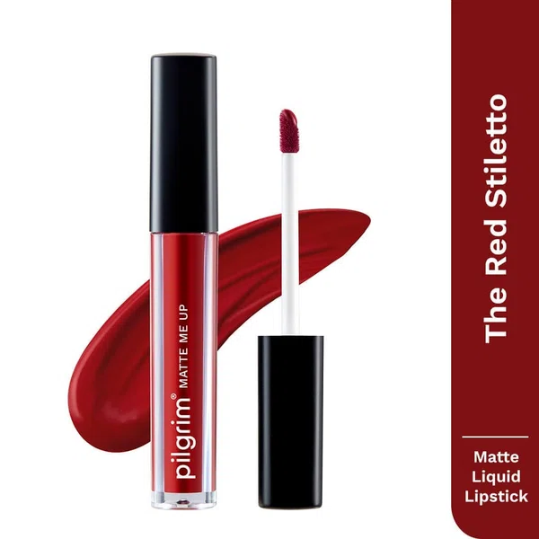 Pilgrim Matte Me Up! Liquid Lipstick - The Red Stiletto (3 ml) - Available at AfnoBazar Nepal
