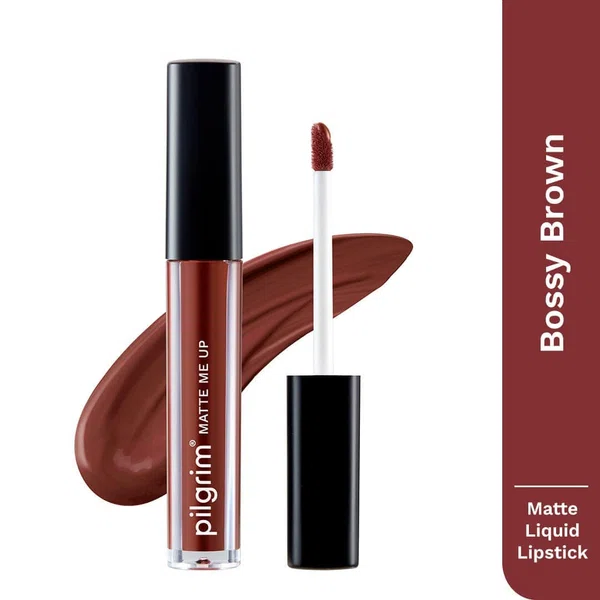 Pilgrim Matte Me Up! Liquid Lipstick - Bossy Brown (3 ml) - Available at AfnoBazar Nepal