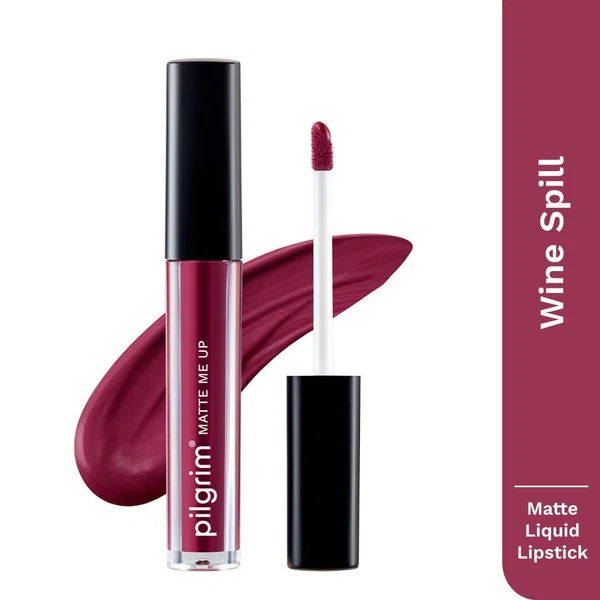 Pilgrim Matte Me Up! Liquid Lipstick - Wine Spill (3 ml) - Available at AfnoBazar Nepal