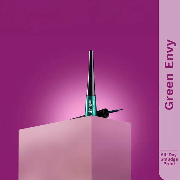 Pilgrim Oh The Drama! Metallic Liquid Eyeliner - Green Envy (3.5 ml) - Available at AfnoBazar Nepal