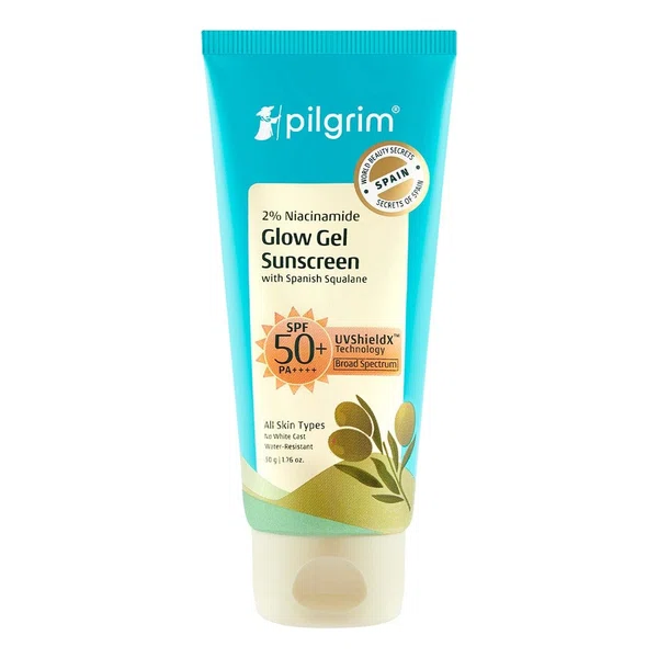 Pilgrim 2% Niacinamide Glow Gel Sunscreen SPF 50+ PA+++ - 50 g - Available at AfnoBazar Nepal