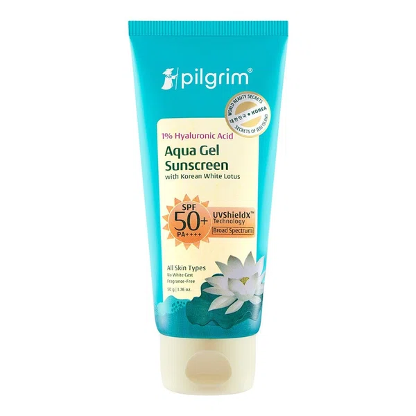 Pilgrim 1% Hyaluronic Acid Aqua Sunscreen Gel SPF 50 PA+++ - 50 g - Available at AfnoBazar Nepal