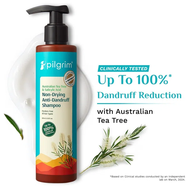 Pilgrim Australian Tea Tree & Salicylic Acid Non-Drying Anti-Dandruff Shampoo - 200 ml - Available at AfnoBazar Nepal
