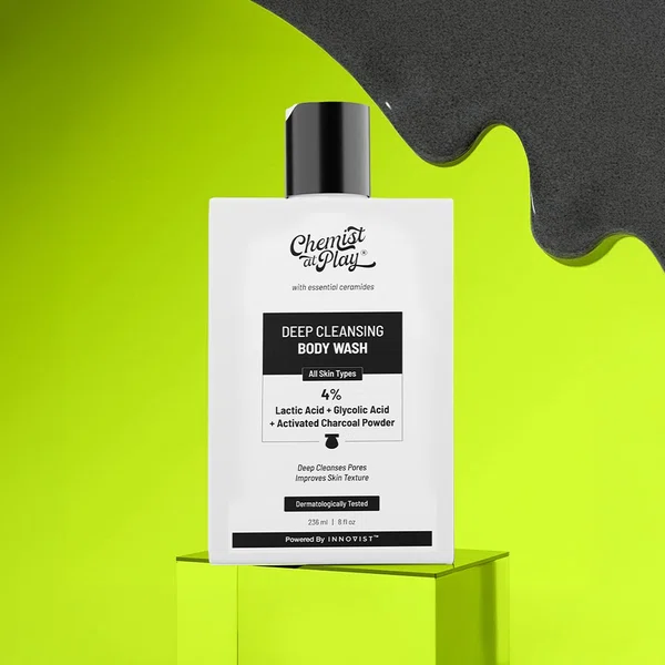 Chemist at Play Deep Cleansing Body Wash with Activated Charcoal & Glycolic Acid - 236 ml - Available at AfnoBazar Nepal