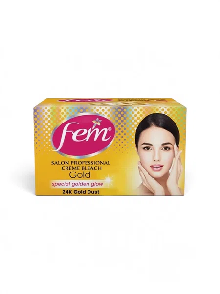 Fem Salon Professional Crème Bleach Gold – 24K Gold Dust | Special Golden Glow 40g - Available at AfnoBazar Nepal