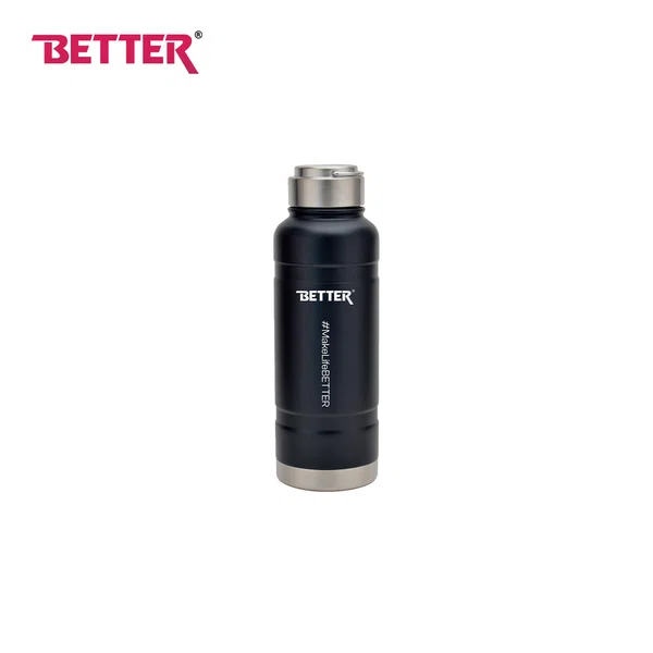 Better Vesper Sports Bottle, 900 ml, Black Stainless Steel Vacuum Insulated Flask
