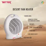 Better Desert Fan Heater with Thermostat - Convenient and Efficient Heating, 2 Heat Level, Light Weight, 2000W image 2