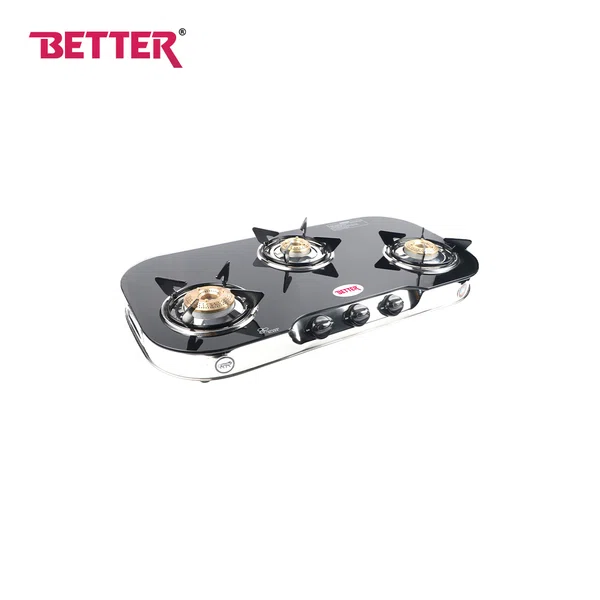 Better Crystal Plus 3, 3 Brass Burner Top, Powered Coated Metal Pan Support, 360°C Reversible Nozzle