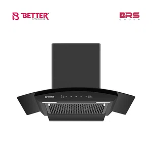 Better Fisher 90 Glasshood Chimney, 90 cm tempered glass, 3-speed touch and Motion Sensor, Metal blower