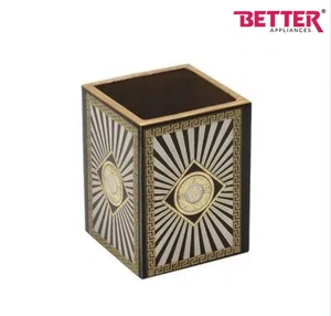 Better Pixel Pen Holder, Premium wood, Elegant marble-gold finish, Stylish and compact design