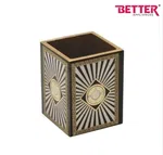 Better Pixel Pen Holder, Premium wood, Elegant marble-gold finish, Stylish and compact design image 1