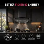 Better Fisher 90 Glasshood Chimney, 90 cm tempered glass, 3-speed touch and Motion Sensor, Metal blower image 2