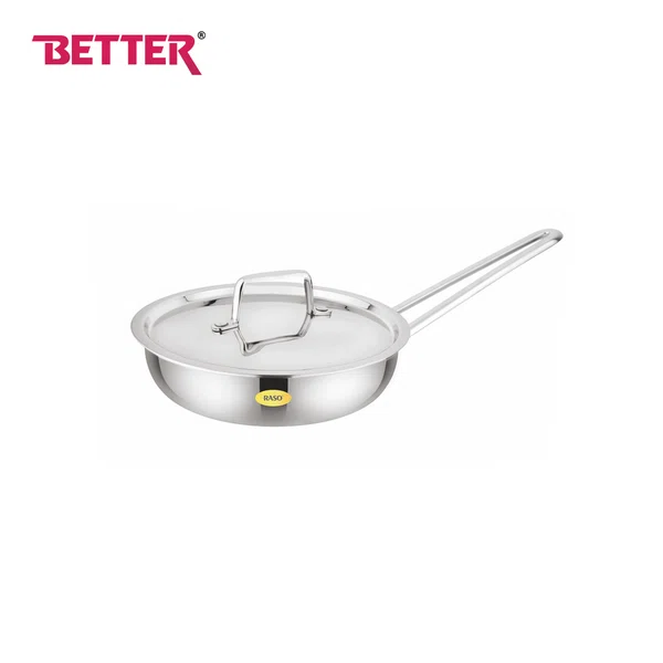 Better SS Triply Frypan 24 CM, Premium SS Diecast Handle &Lid, 304 Grade SS for Food Safety