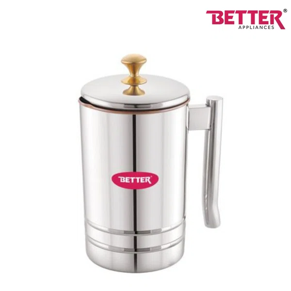 Better Essance Copper Steel Jug 1500 ml, Leak-proof screw cap, Durable and dent-resistant body