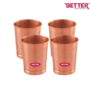 Better Amrutam Glass Set 300 ml, 4 pieces per set, Premium-grade pure copper construction