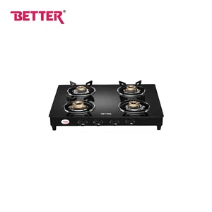 Better Titan 4 LPG Gas Stove, Toughened Automatic Glass Stove 4 Burner, Elegant Bakelite knob