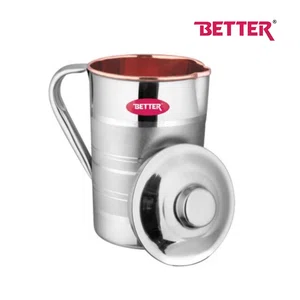 Better Rajwada copper steel jug - 2 Ltr, Dual-layer design, Smooth finish with a polished exterior